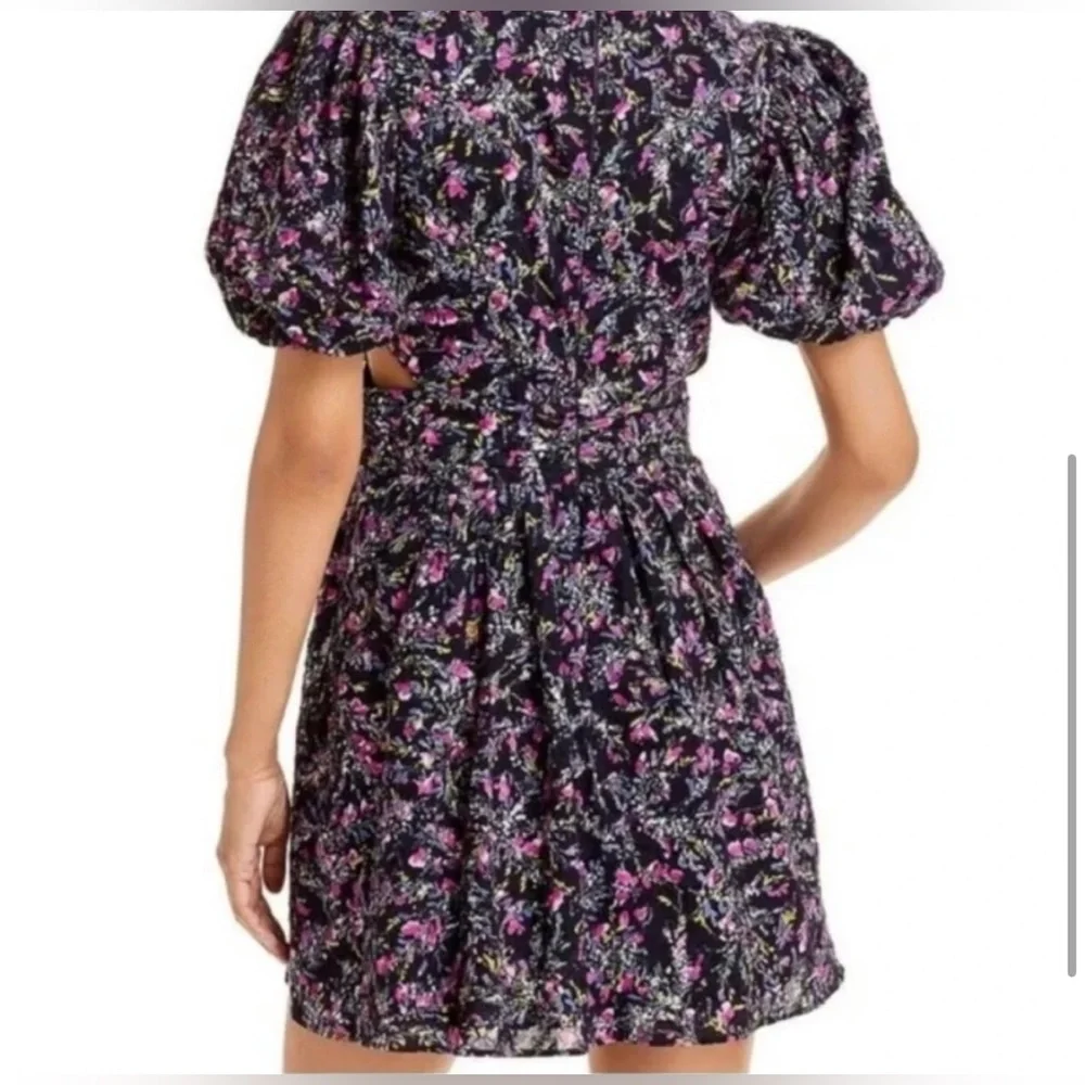 French Connection Navy Blue Floral Cotton Eyelet Lace Mini Dress with Cutouts - Picture 5 of 16